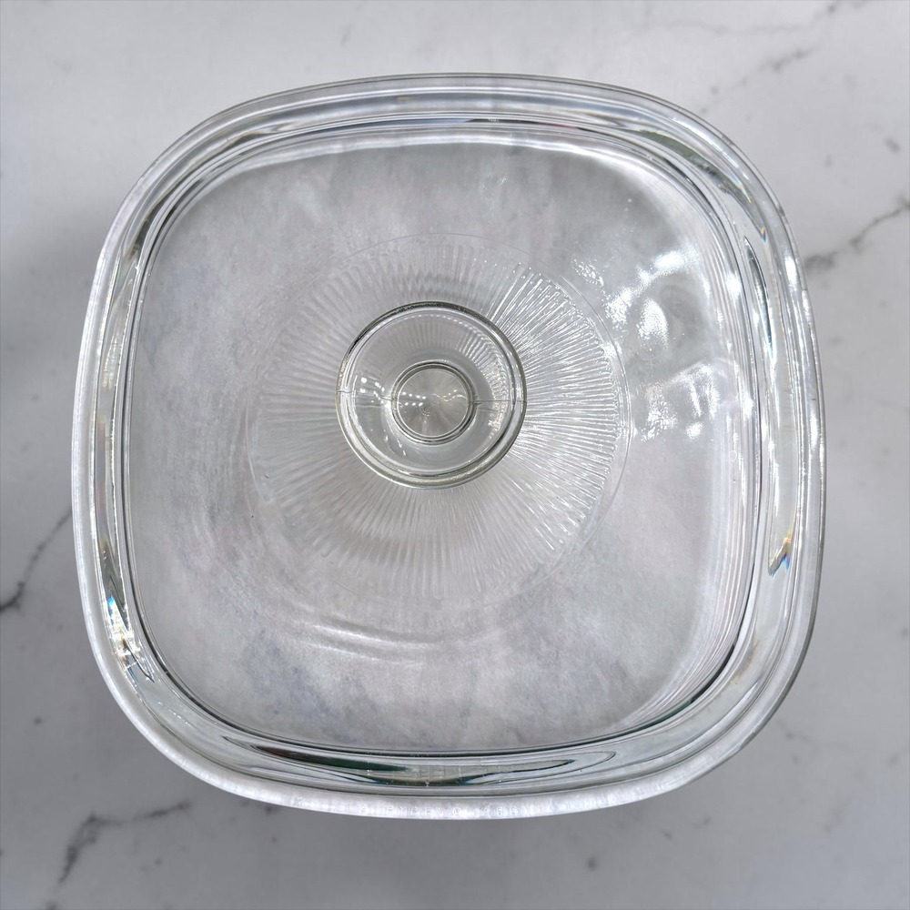 Corning Wear/Pyrex Clear Glass Square Replacement Lid Sunburst Knob 12 A9C